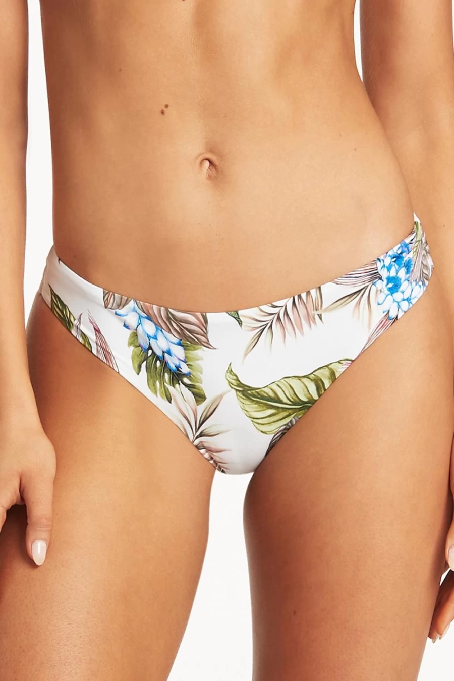 Sea Level Women's White Cheeky Bikini Bottom - Lost Paradise Swimwear