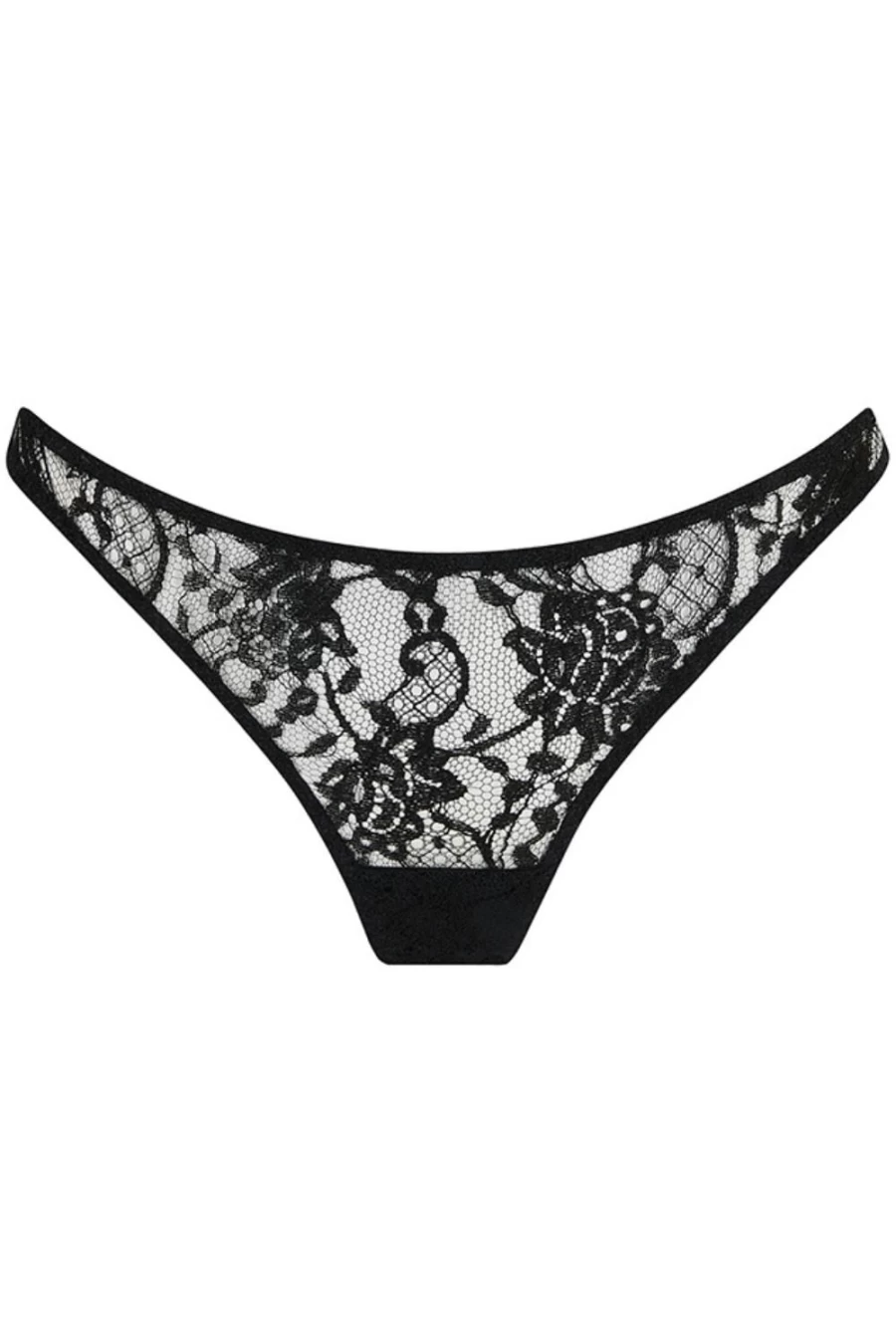 Coco de Mer Black Hera Lace Skirted Thong - Elegant Lingerie