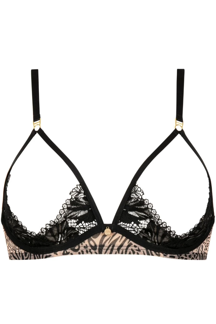 Atelier Amour Caresse Feline Black Underwired Open Bra - Lingerie for Women