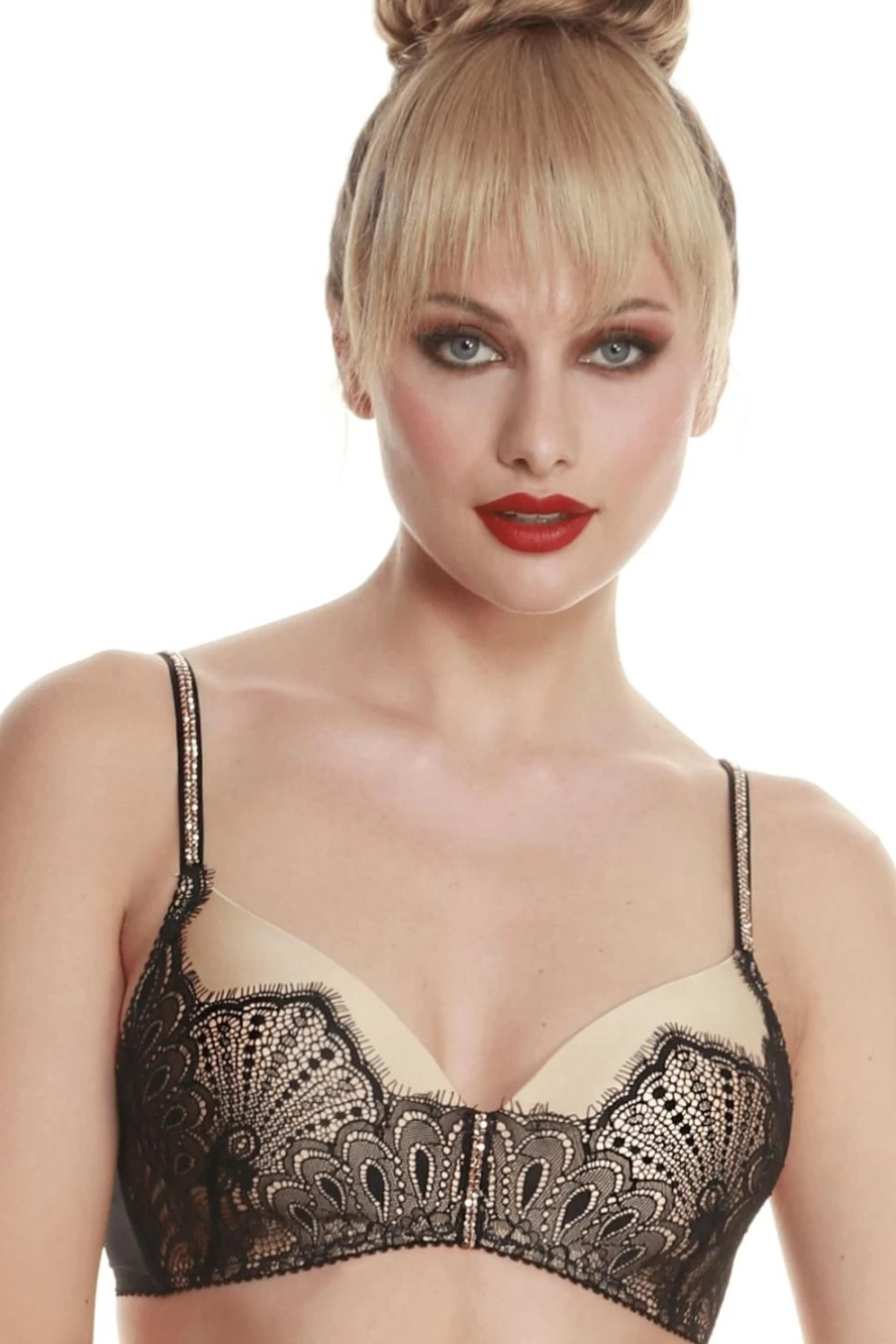 Prelude Tresor Wireless Bra with Swarovski Crystals - Black/Nude, Comfort B-D Sizing