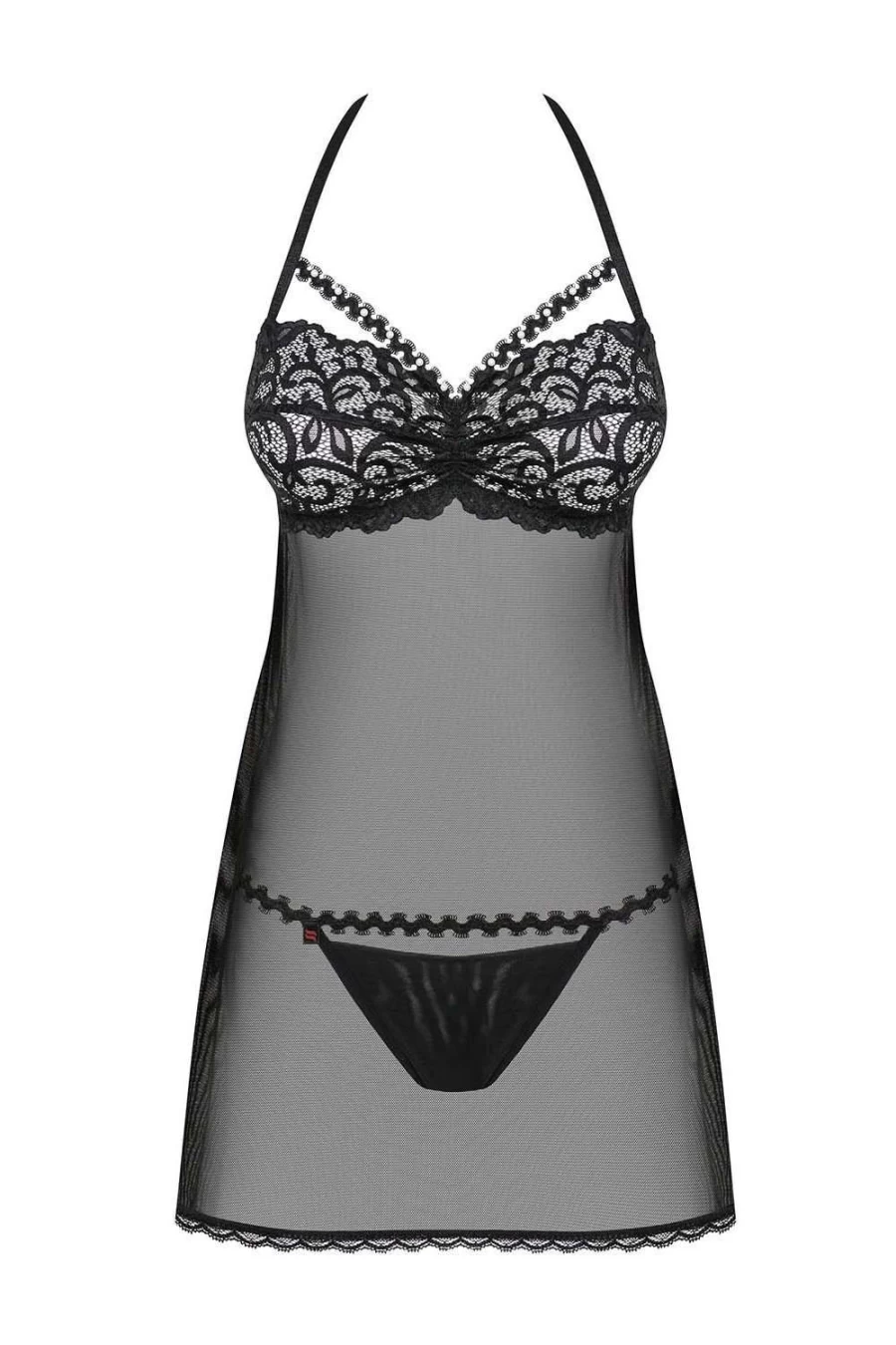 Obsessive Black Babydoll Lingerie with Thong - Size L-XL (UK 12-14) | Joylace Style
