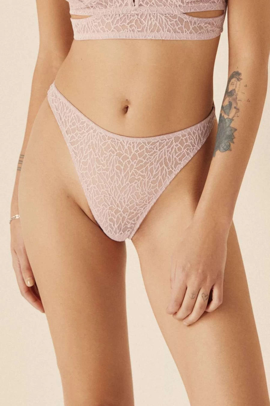Else Women's Artsy Pink High Leg Thong - UK 14 (Size L) - Zoe Style Comfort Underwear