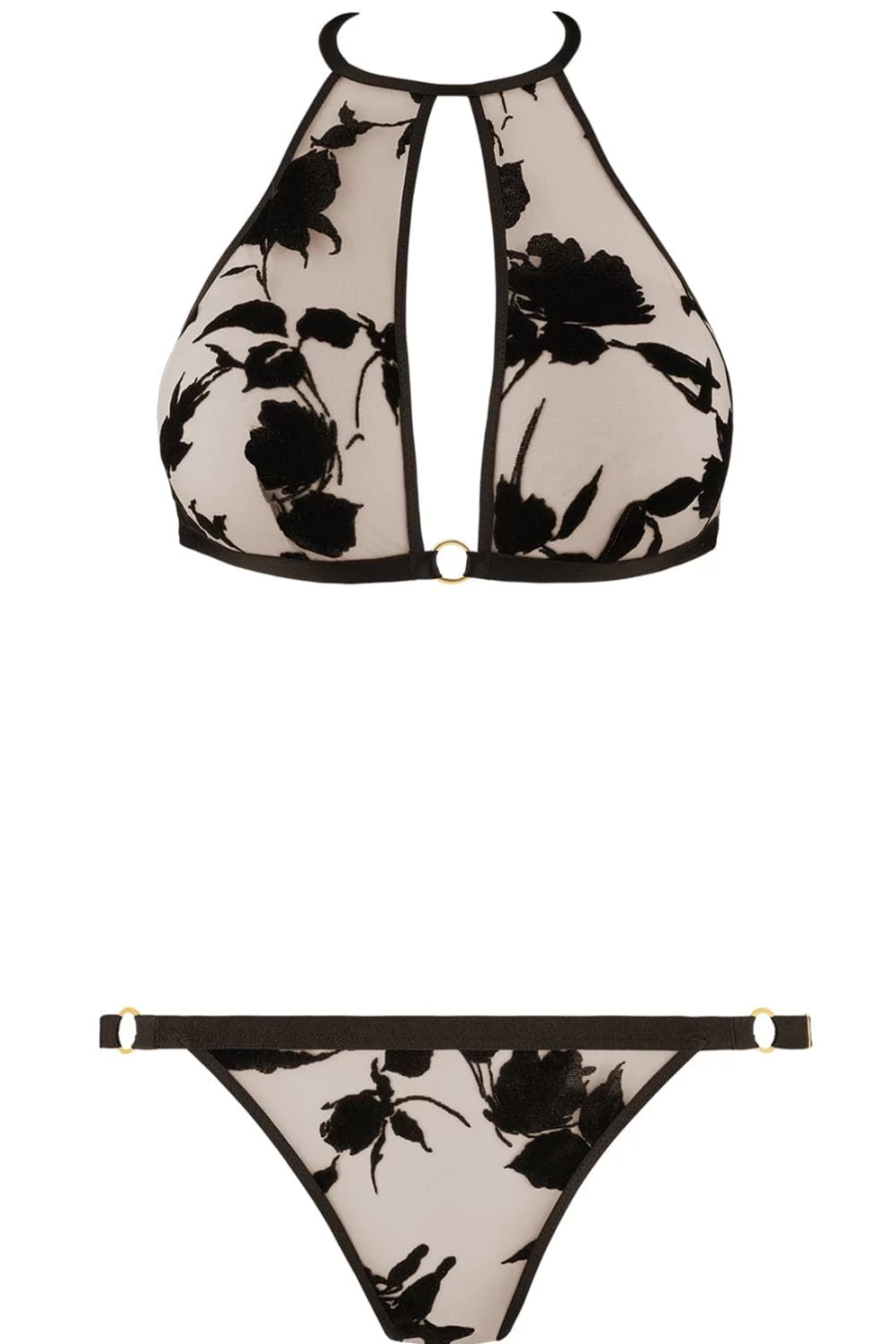 Aubade Belle De Nuit Nude/Black Lace Bralette & Brief Set