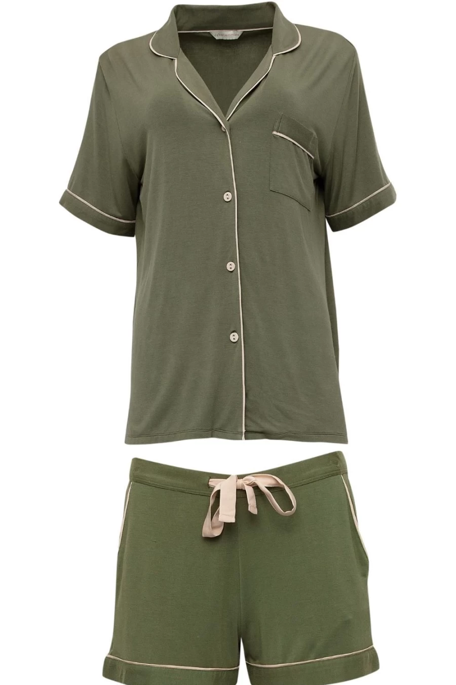 Cyberjammies Olive Savannah Revere Jersey Shorty Set - Comfortable Sleepwear & Loungewear
