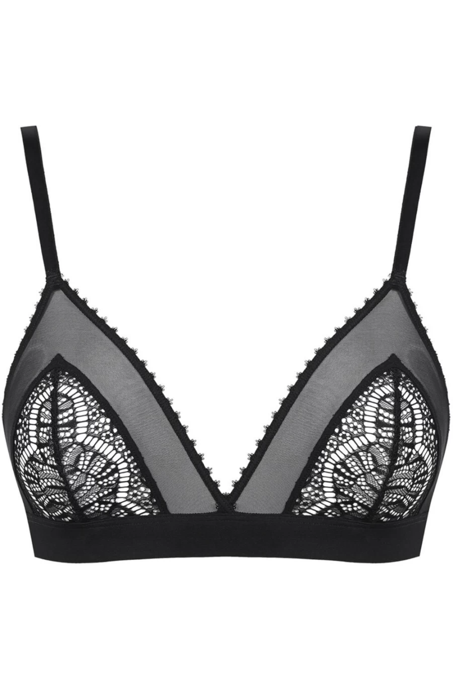 Maison Close Black Accroche Coeur Triangle Lace Bra - Elegant & Comfortable Lingerie