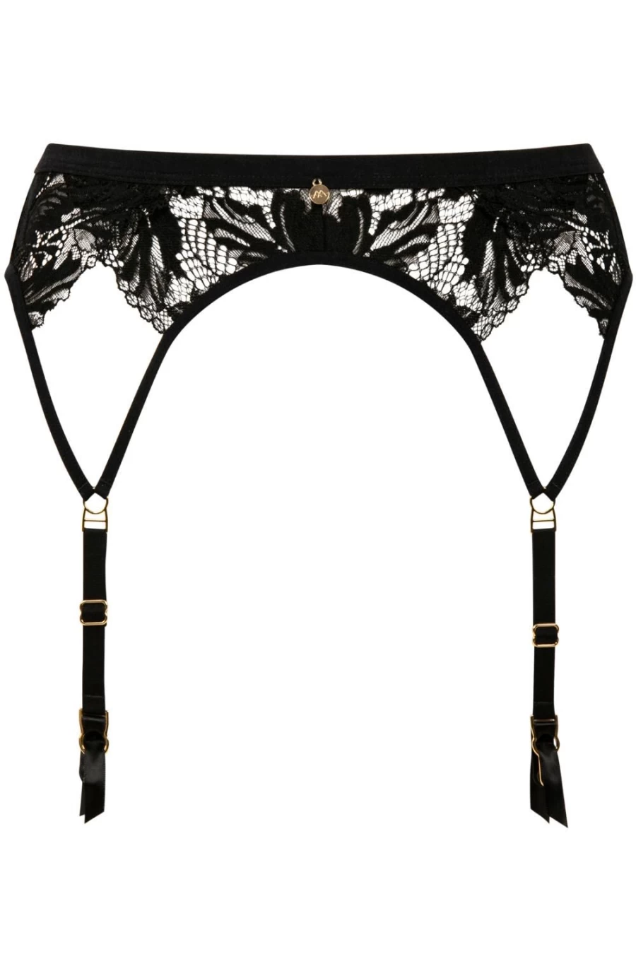 Atelier Amour Black Caresse Feline Suspender - Elegant Lingerie Garter Belt