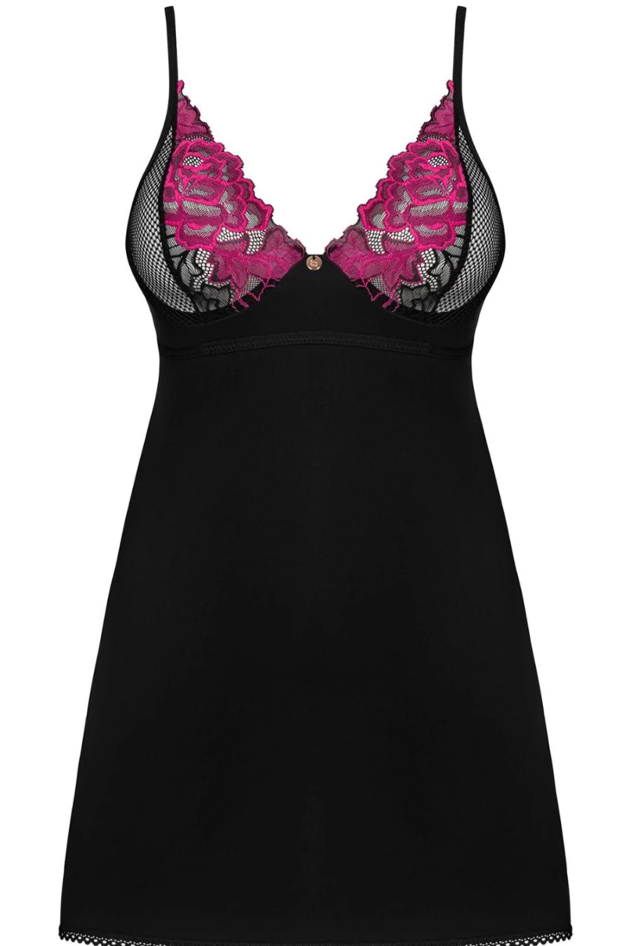 Obsessive Black Rosenty Lace Chemise & Thong Set - Women's Seductive Lingerie