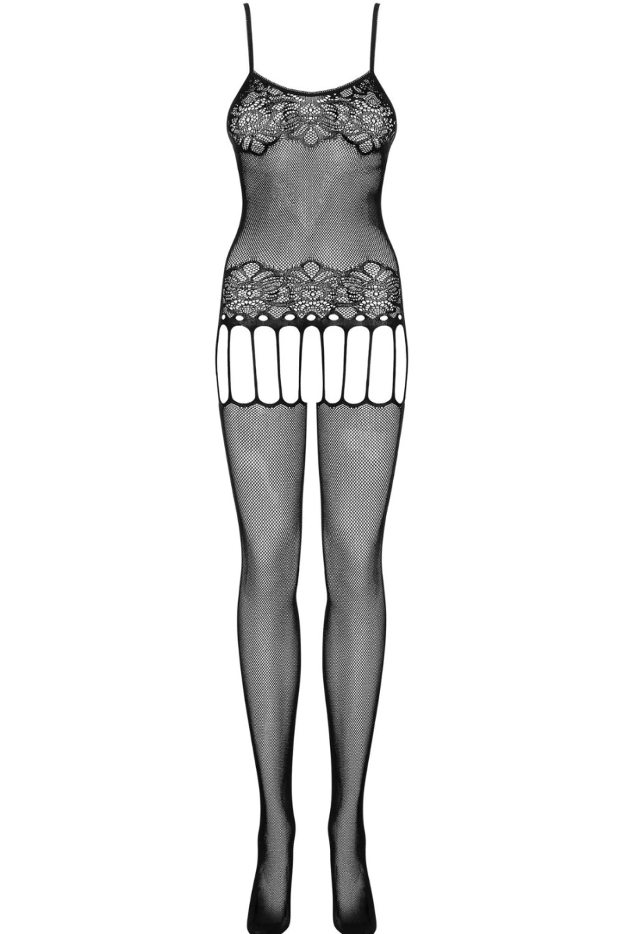 Obsessive F235 Black Bodystocking for Women - Stretchable Lace Full Body Stockings