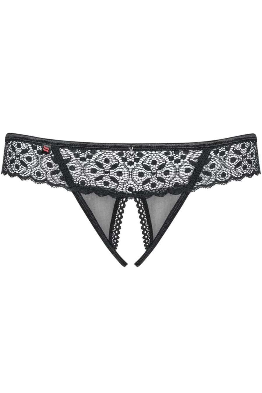 Obsessive Black Shibu Crotchless Thong - Seductive Lingerie for Women
