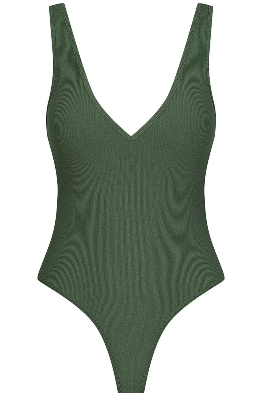Maison Close La Femme Amazone Khaki V Neck Thong Bodysuit