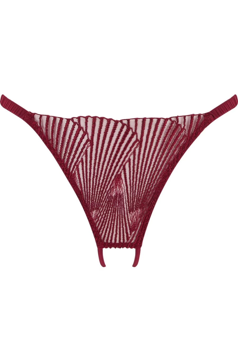 Coco de Mer Athena Red Open Thong Lingerie - Size L (UK 12-14)