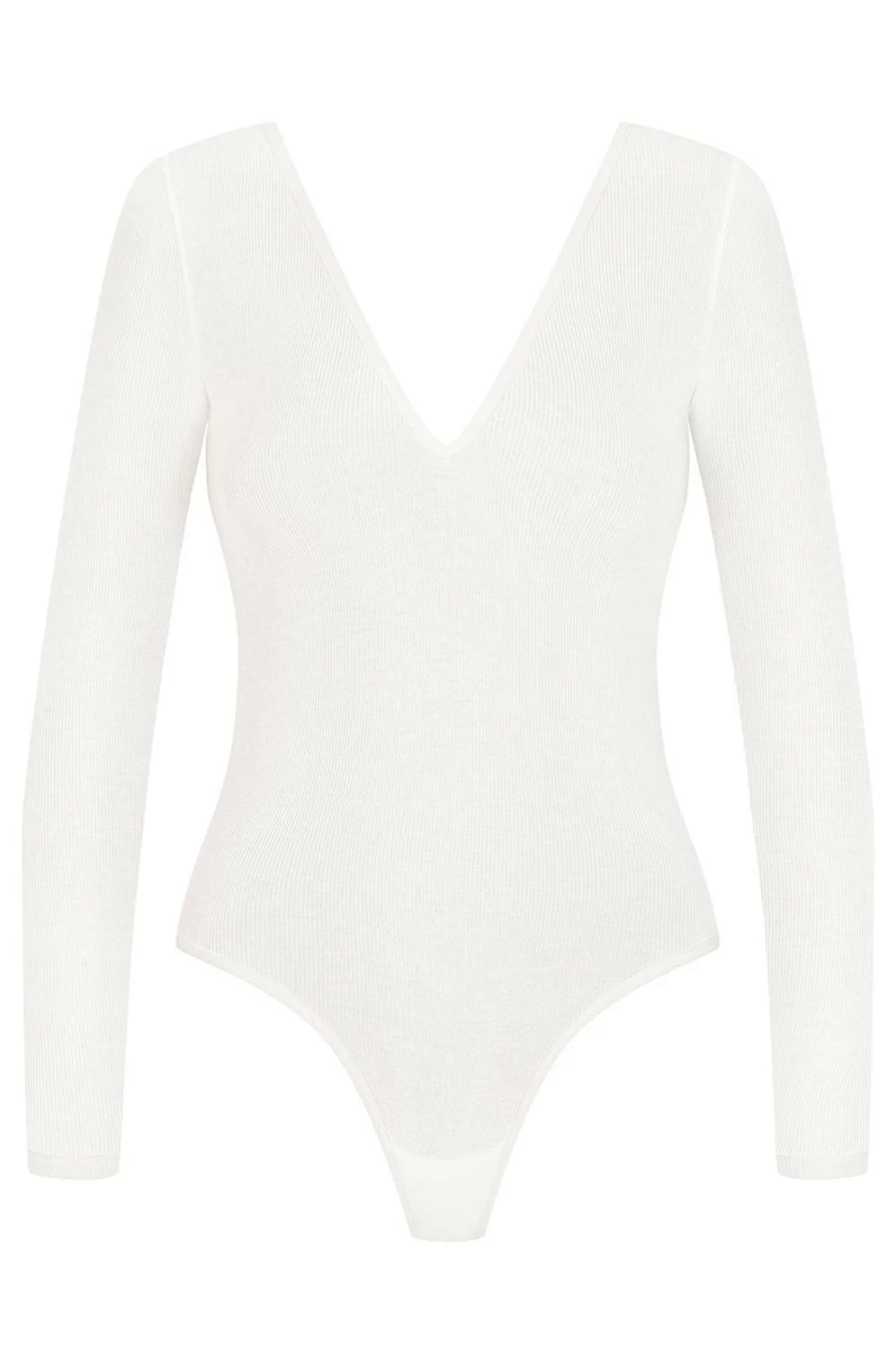Maison Close Ivory La Femme Amazone Long Sleeve V-Neck Bodycon Dress