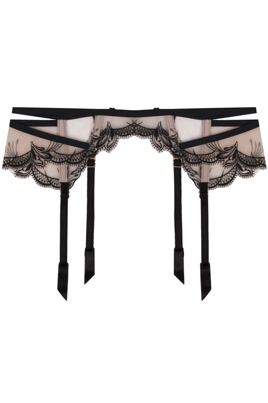 Lise Charmel Suspender Belt in Nude/Black - Follement Sexy Garter Belt for Women
