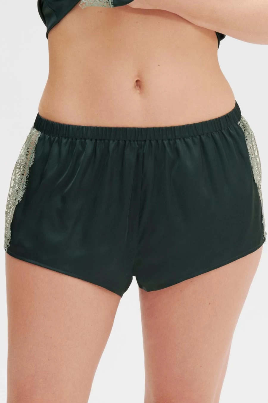 Simone Pérèle Satin Secrets Short in Kolsai Green - Luxurious Women's Lingerie