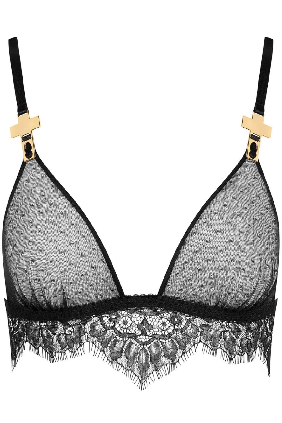 Maison Close Black Divine Triangle Openable Bra for Women - Luxury Lingerie
