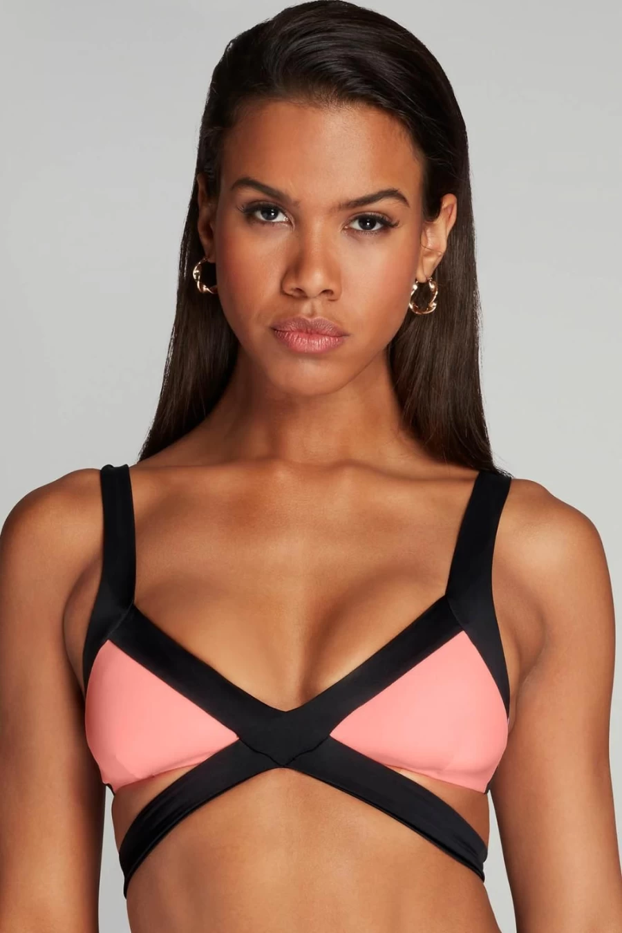 Agent Provocateur Mazzy Bikini Top - Black, Coral & Neon Lilac Swimwear for Women