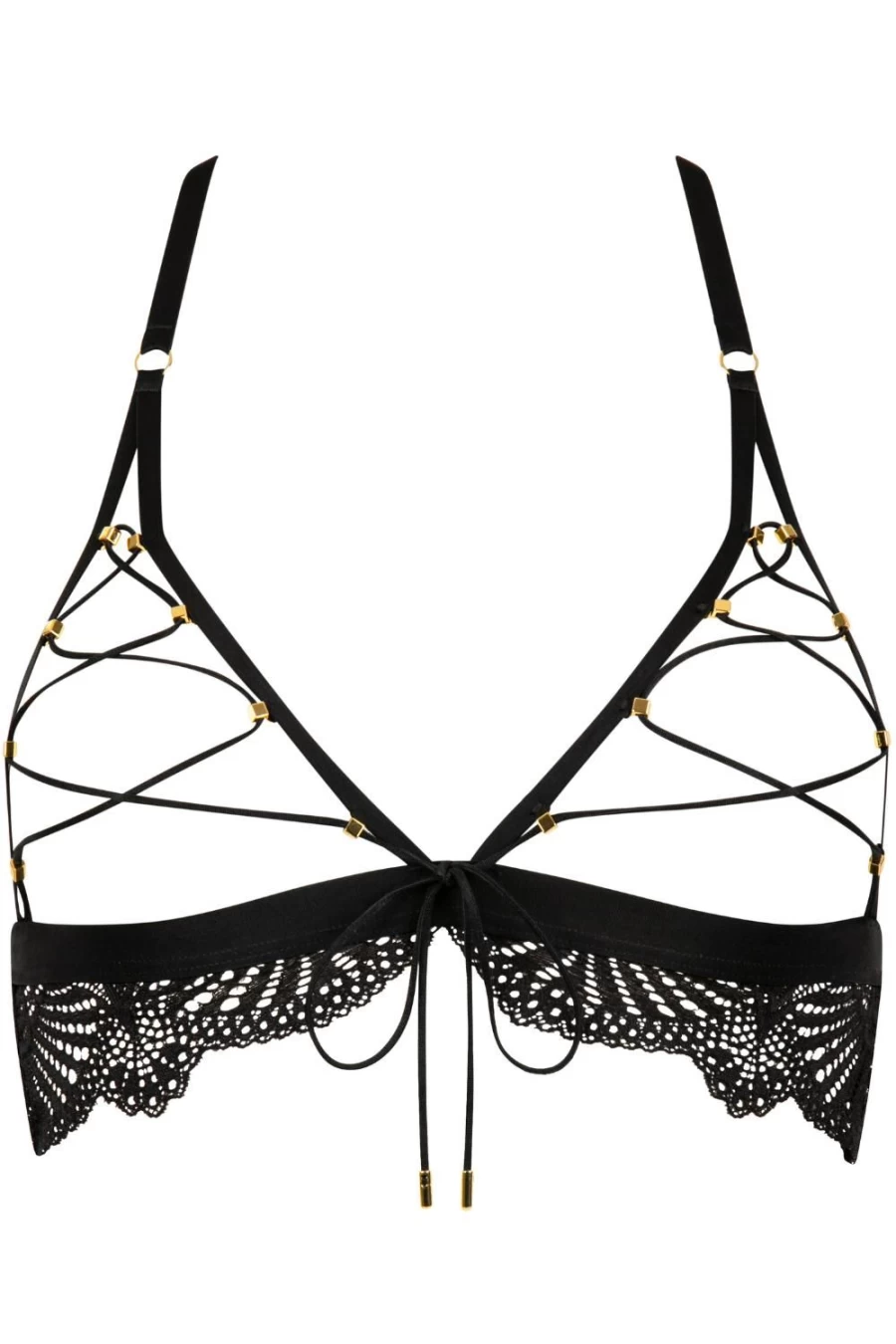 Atelier Amour Black Open Triangle Bra - Enlace Moi Lace Bralette