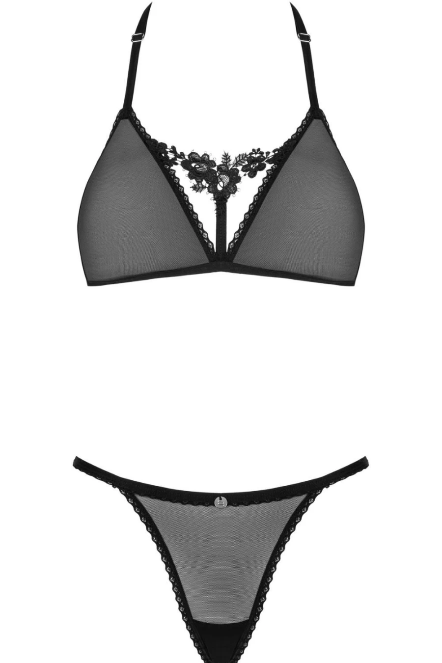 Obsessive Celia Noir Black Lace Bra & Thong Set - Seductive Lingerie