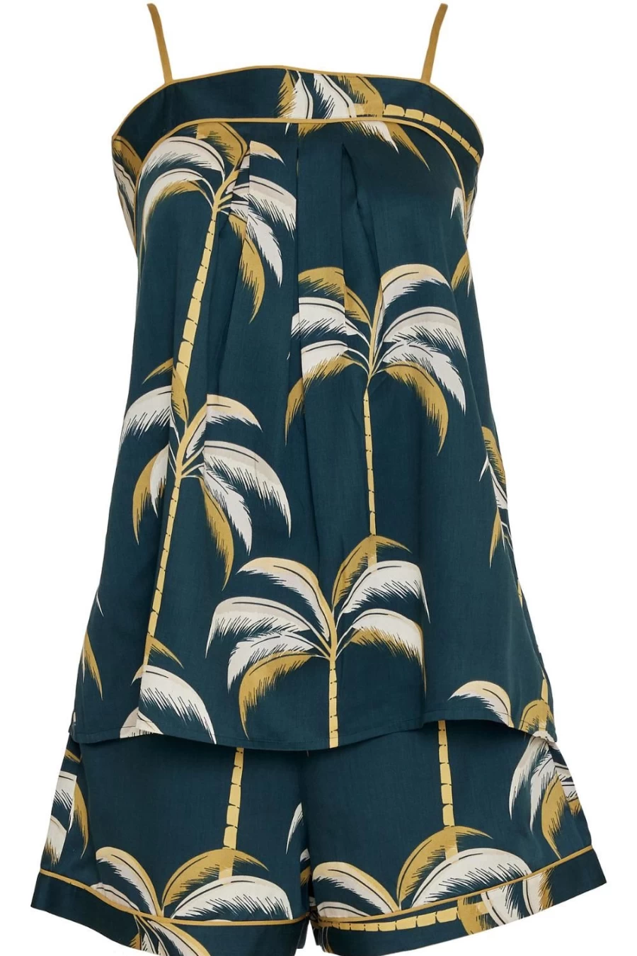 Fable & Eve Emerald Green Pimlico Palm Print Cami and Shorts Set - Tropical Summer Outfit
