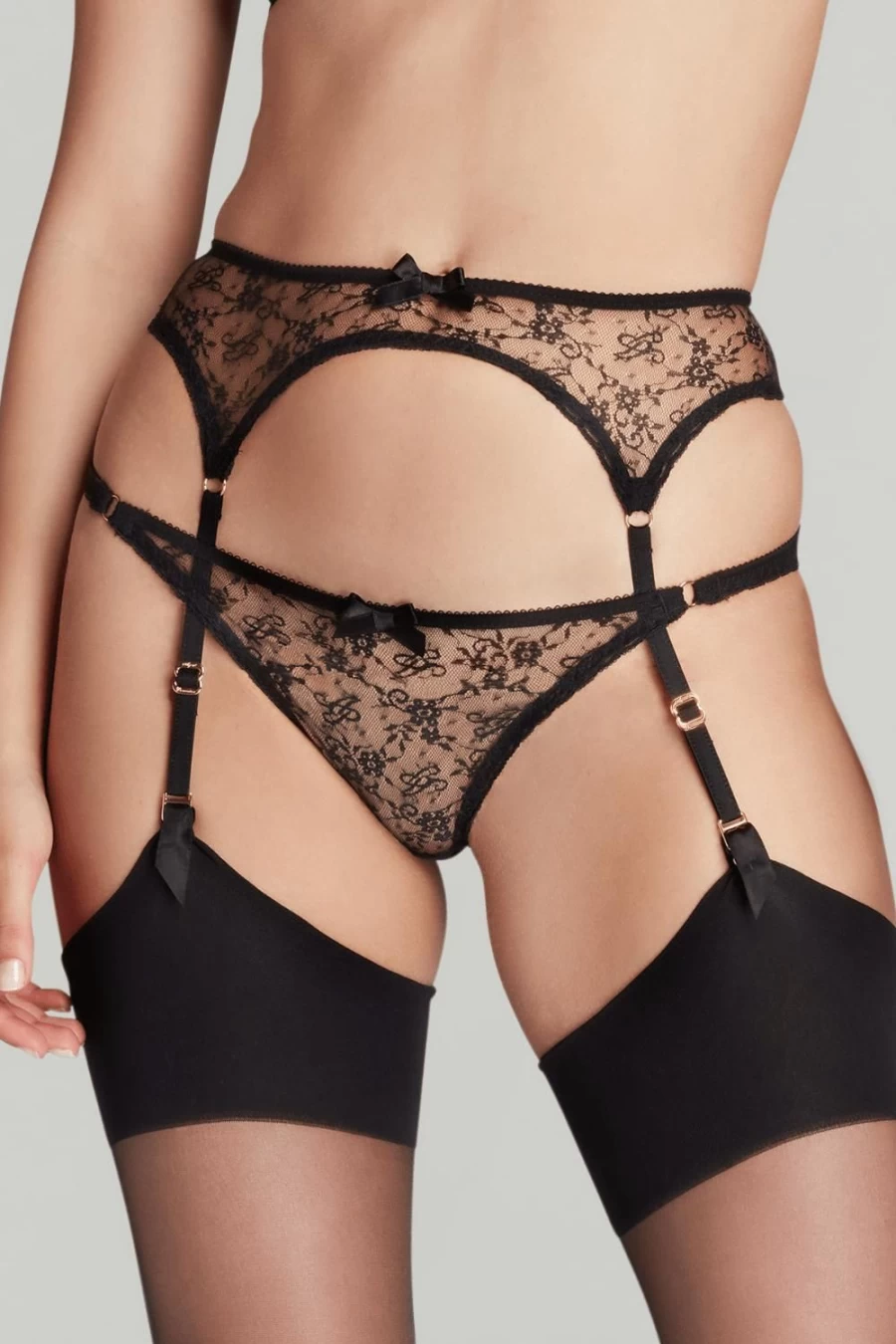 Agent Provocateur Black Malorey Suspender for Women - Stylish Elastic Garter Belt