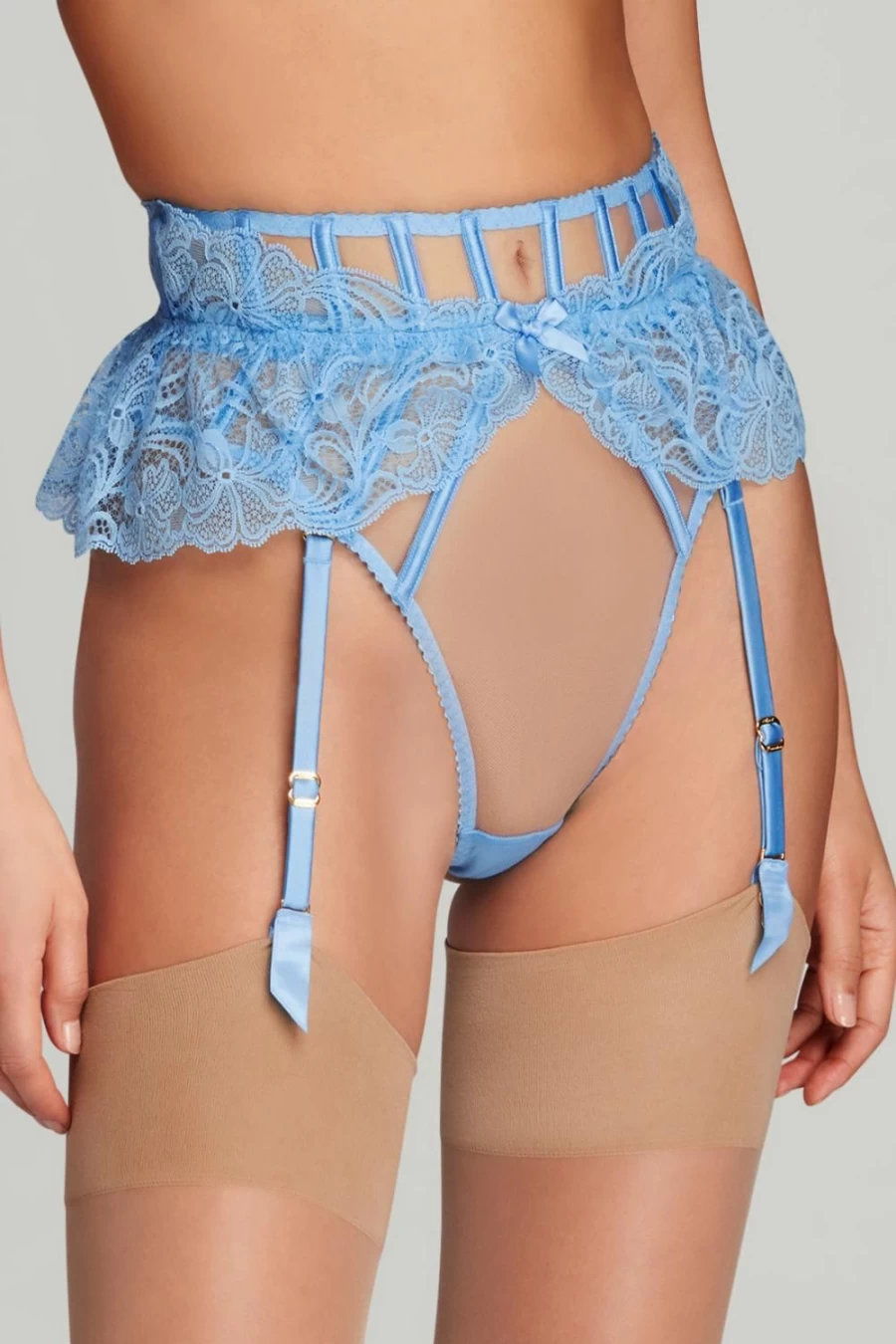 Agent Provocateur Rozlyn Suspender Thong in Cornflower Blue - Lingerie & Garter Belt