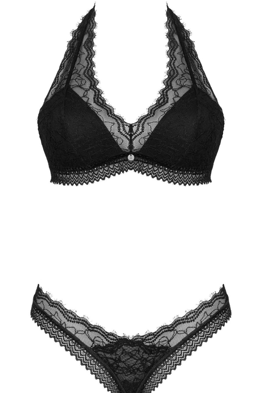 Obsessive Black Medilla Halterneck Bra & Thong Set - Sexy Lingerie