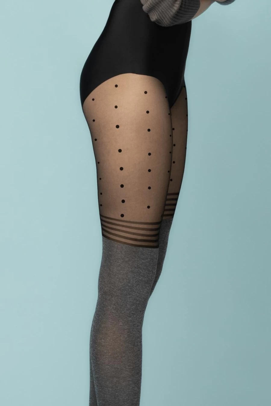 FiORE Rendez-Vous Cherish Me 40 Denier Tights - Melange & Black Luxury Hosiery