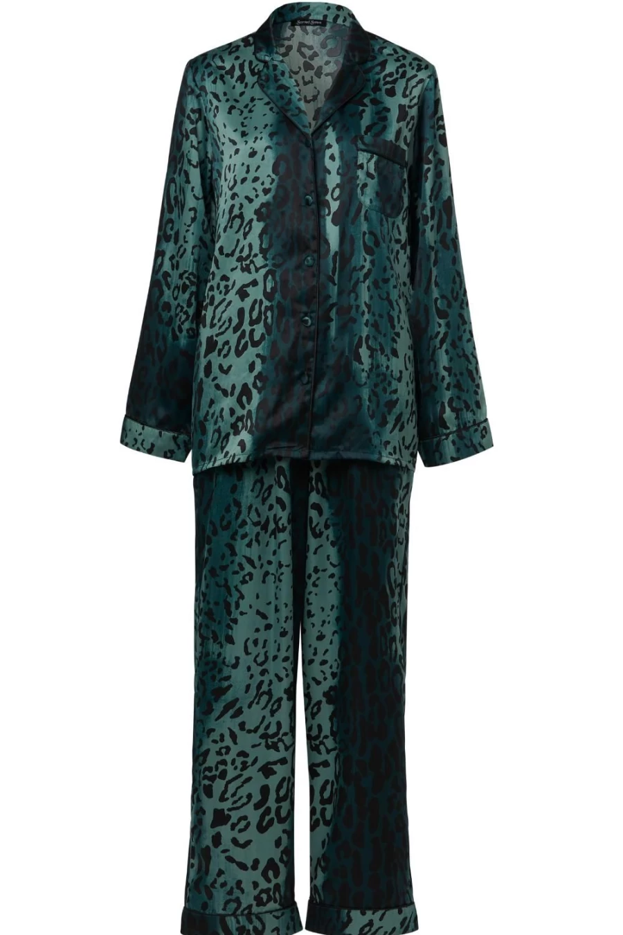 "Sainted Sisters Teal Animal Print Sienna Satin Pyjama Set - Luxury Women's Pajamas"