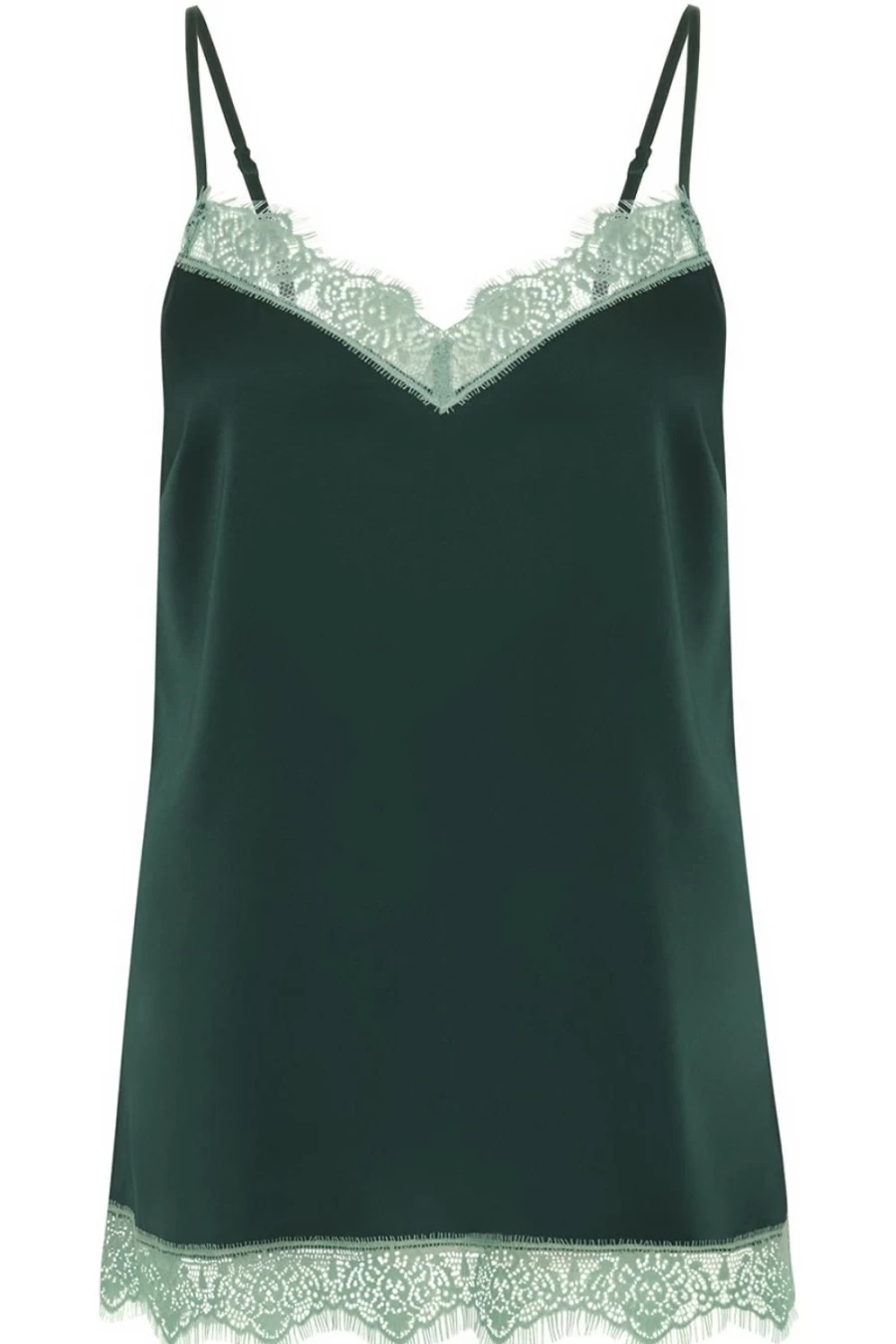 Simone Pérèle Satin Secrets Camisole in Kolsai Green - Luxurious Women's Sleepwear