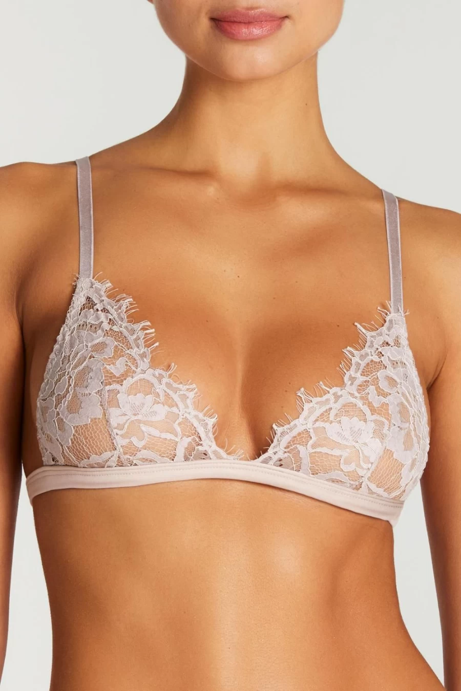 Coco de Mer Muse Aurelia Triangle Bra in Blush - Lace Lingerie Bralette
