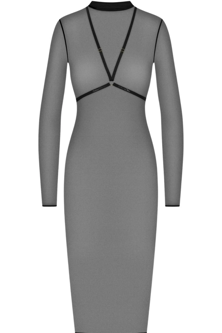 Maison Close Black Corps A Corps Midi Dress With Leather Harness Detail