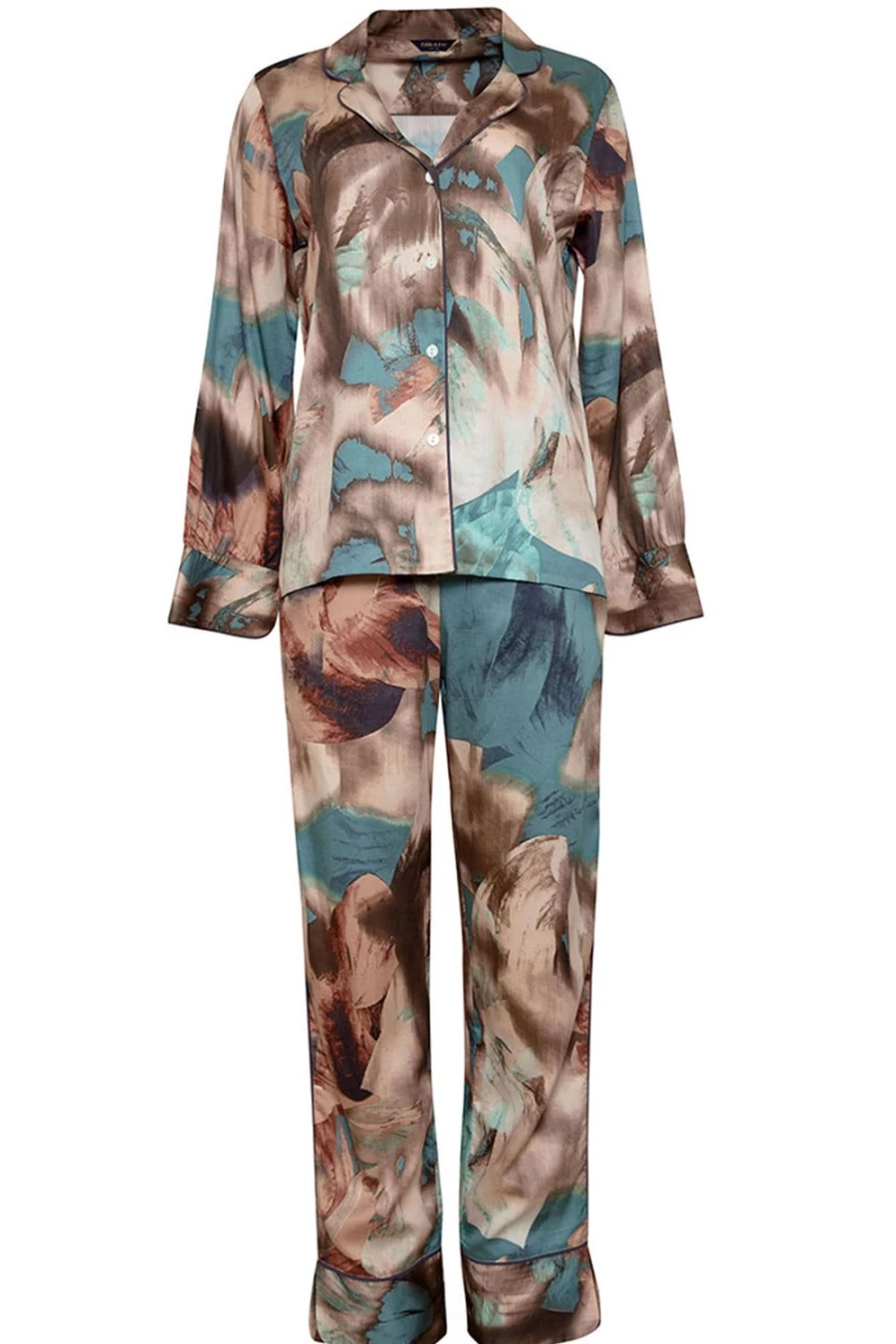 Fable & Eve Soho Abstract Print Pyjama Set - Multi-Colored Luxury Sleepwear