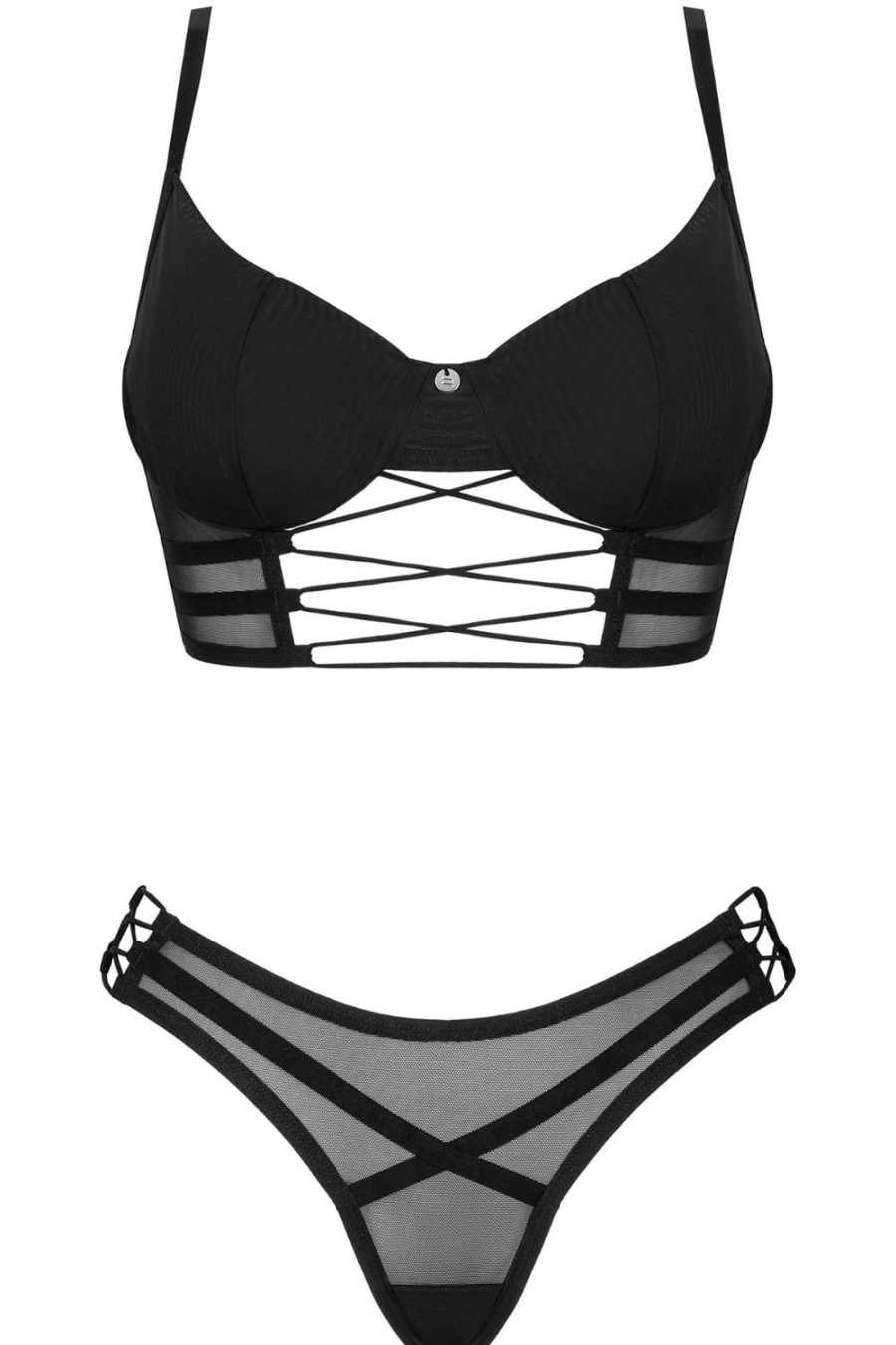 Obsessive Roxelia Lace Bra and Thong Set in Black - Sexy Lingerie for Women