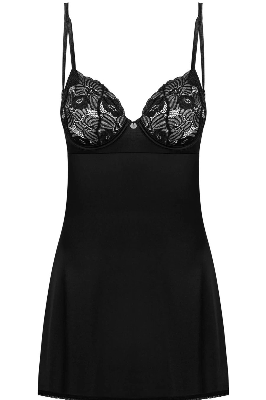 Obsessive Black Serena Love Underwired Chemise & Thong Lingerie Set