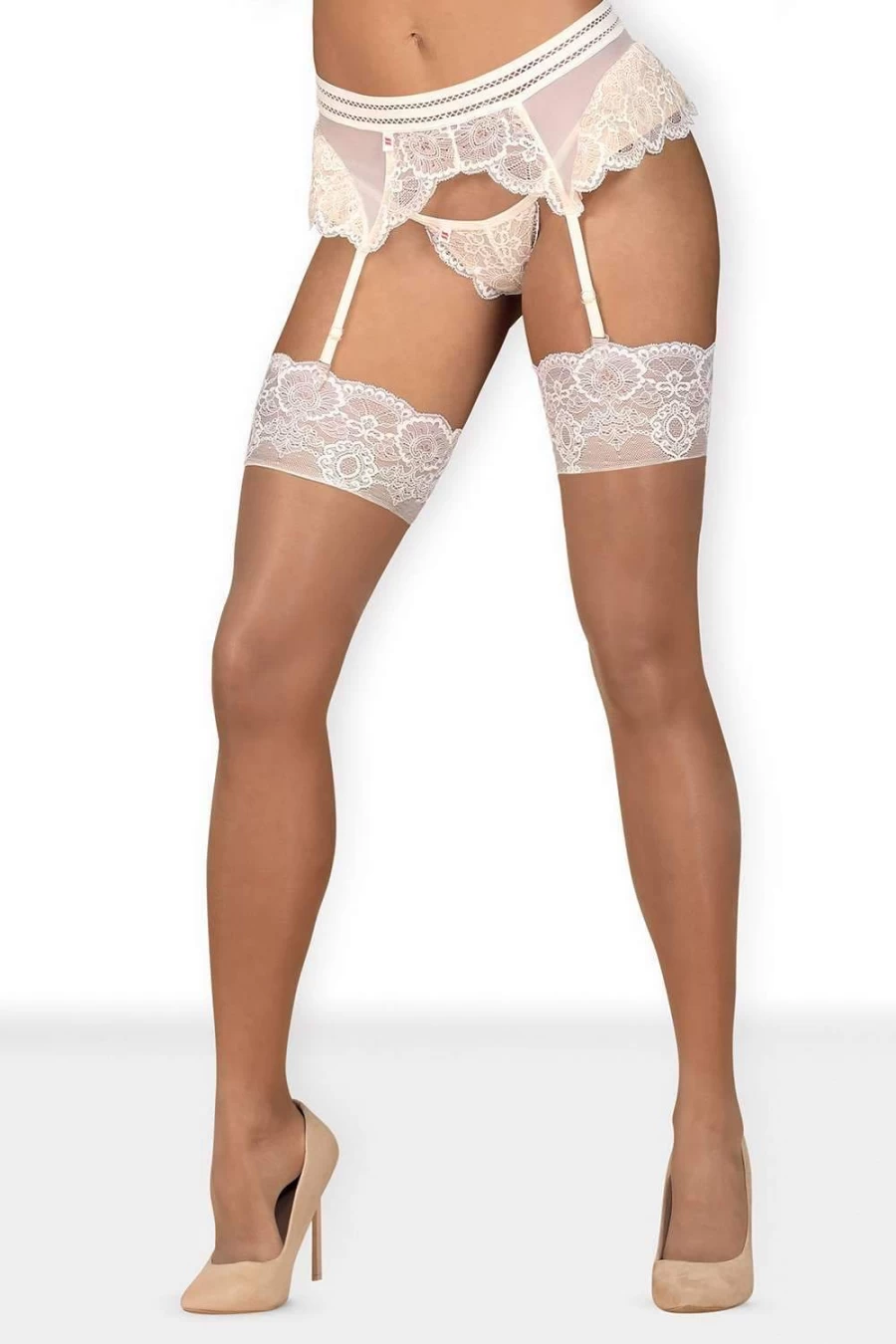 Obsessive 15 Denier Stockings - Nude/White, Size L-XL, 853 Ultra Sheer Tights
