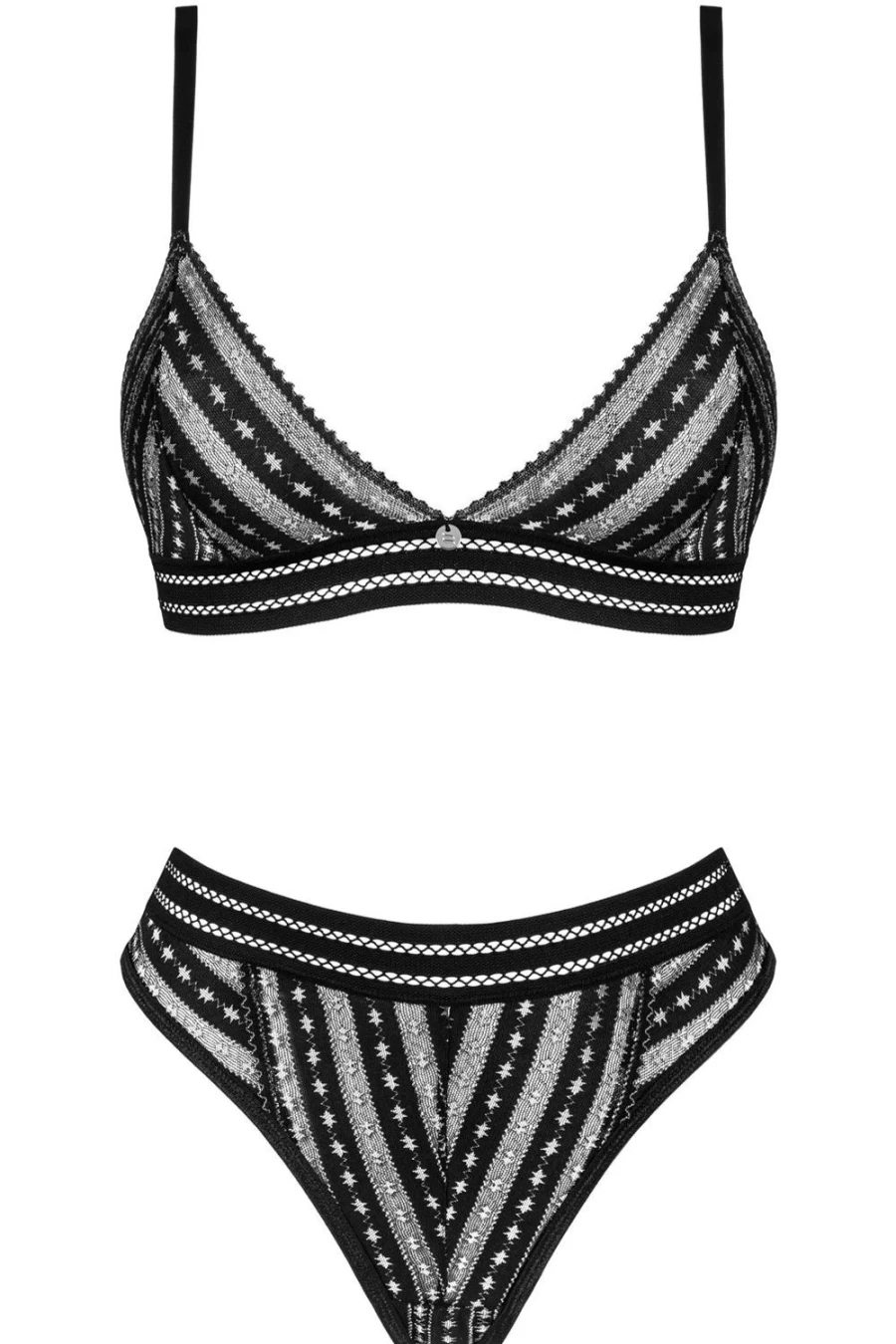 Obsessive Black Natilya Lace Bra and Brief Set - Women's Sexy Lingerie
