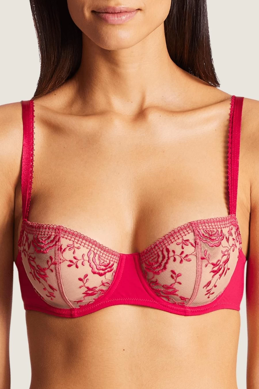Aubade Fleur De Passion Half Cup Bra in Amaryllis - UK 30DD Lingerie