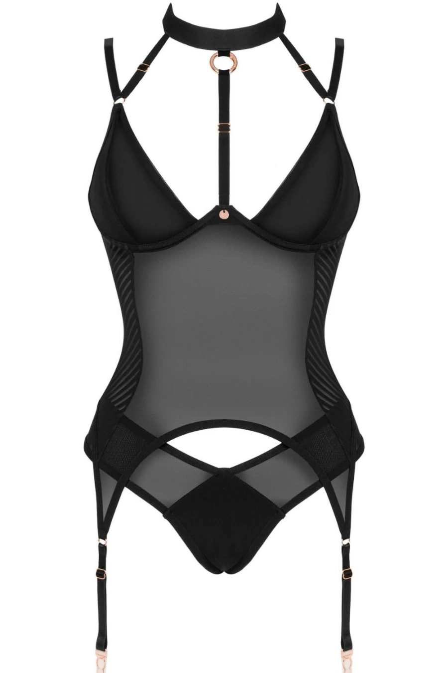 Obsessive Black Brasica Corset & Brief Set - Elegant Lingerie for Women