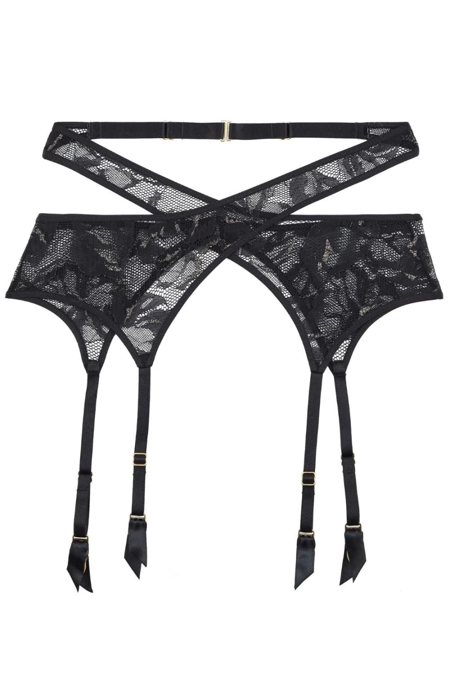 Aubade Black Twist And Love Suspender Harness - Stylish BDSM Bondage Gear for Adults
