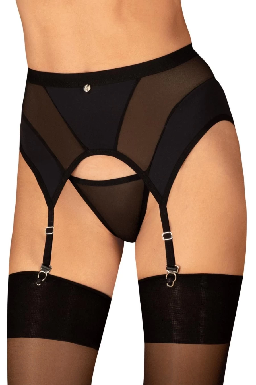 Obsessive Black Chic Amoria Suspender Belt for Women - Stylish Lingerie Garter Belt