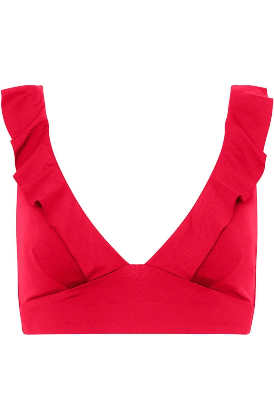 Sea Level Red Eco Essentials Frill Bikini Top - Sustainable Swimwear for Women
