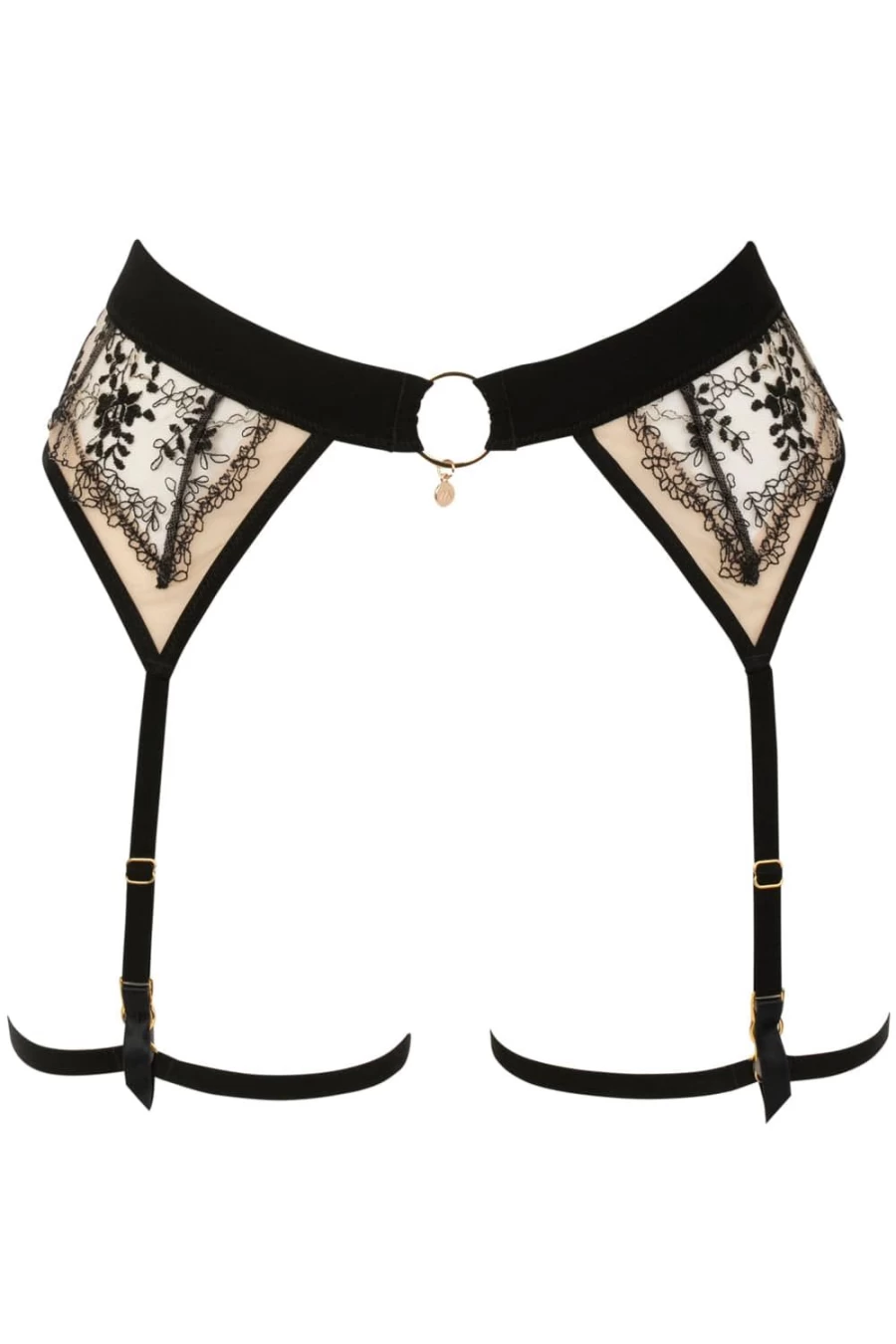 Atelier Amour Apres Minuit Suspender Harness in Nude & Black - Stylish BDSM Bondage Gear