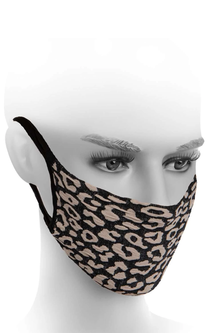 FiORE Leopard Print Reusable Face Mask - Black/Nude, Washable & Breathable Fashion Mask