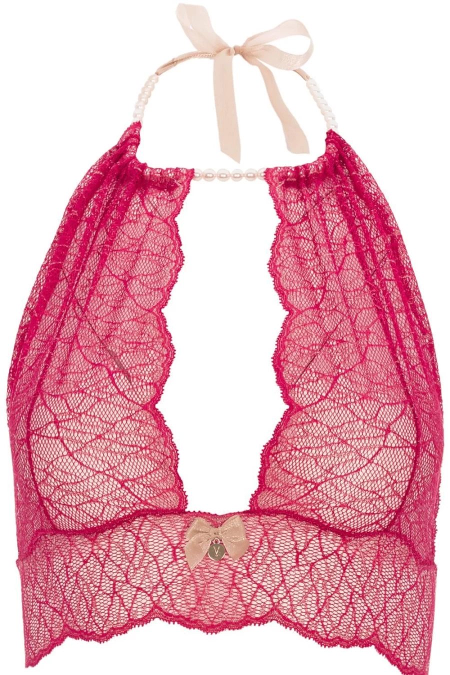 Bracli Red Sydney Pearl Bralette - Elegant Lace Underwear for Women