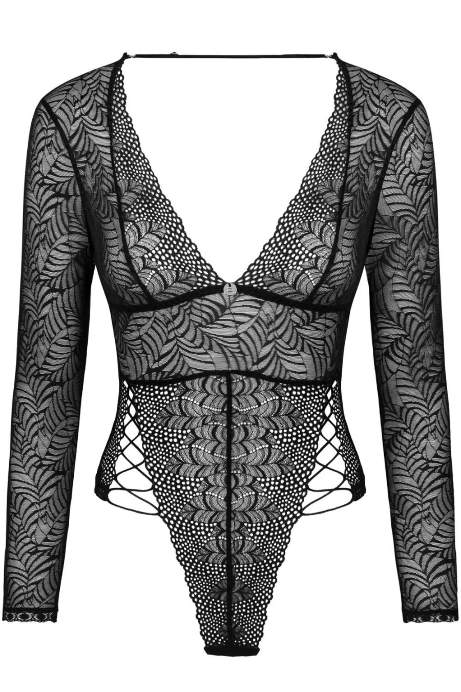 Obsessive Black Long Sleeve Bodysuit - Merlys Stylish Full Sleeve One-Piece for Women