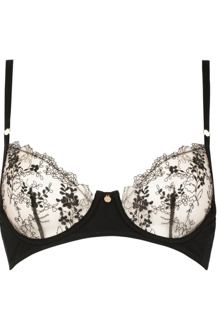 Atelier Amour Apres Minuit Half Cup Bra in Nude/Black - Lace Lingerie for Women