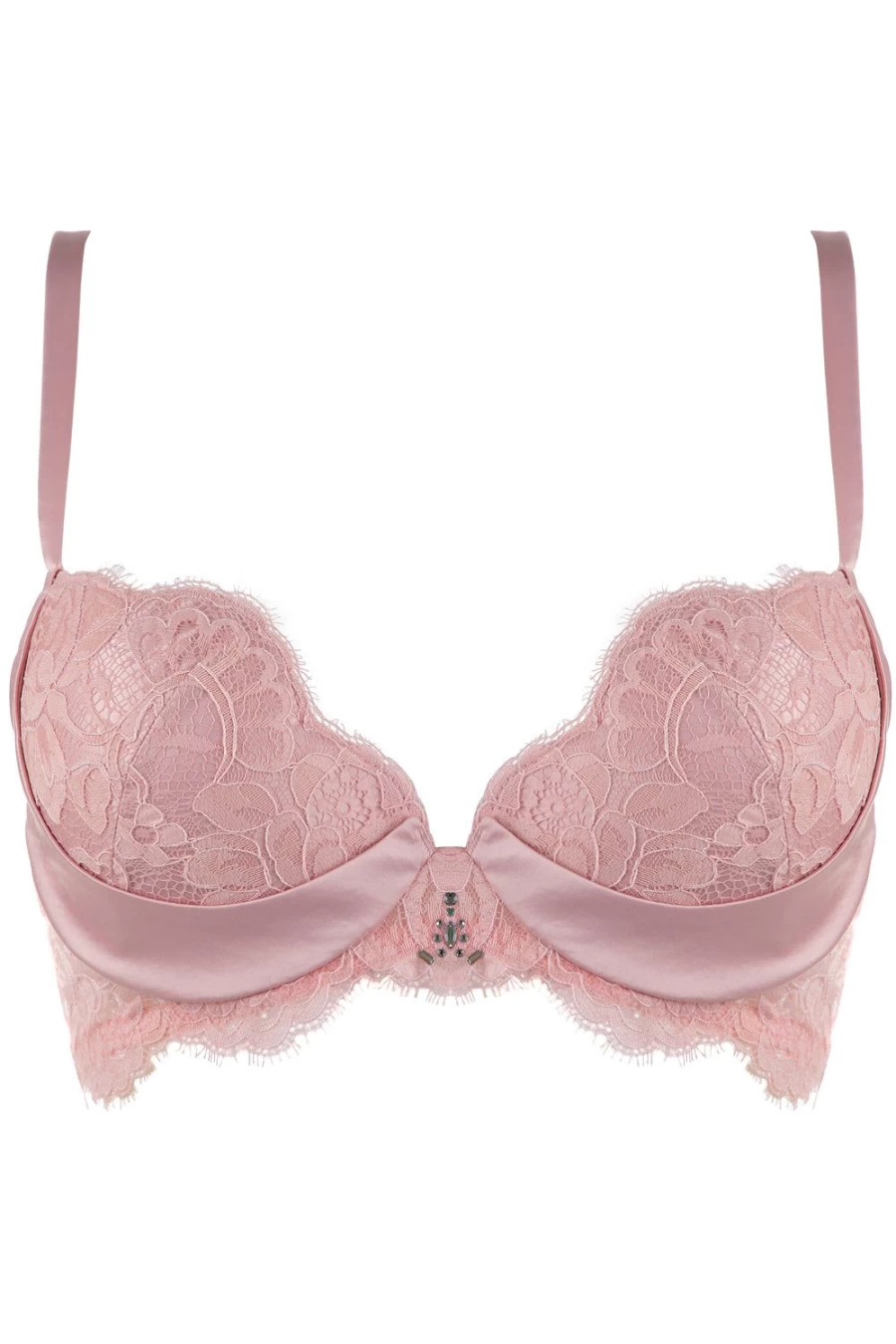 Prelude Marlene Pink Push Up Bra with Swarovski Crystals for B-DD Cup Sizes | Lace Underwire Comfort