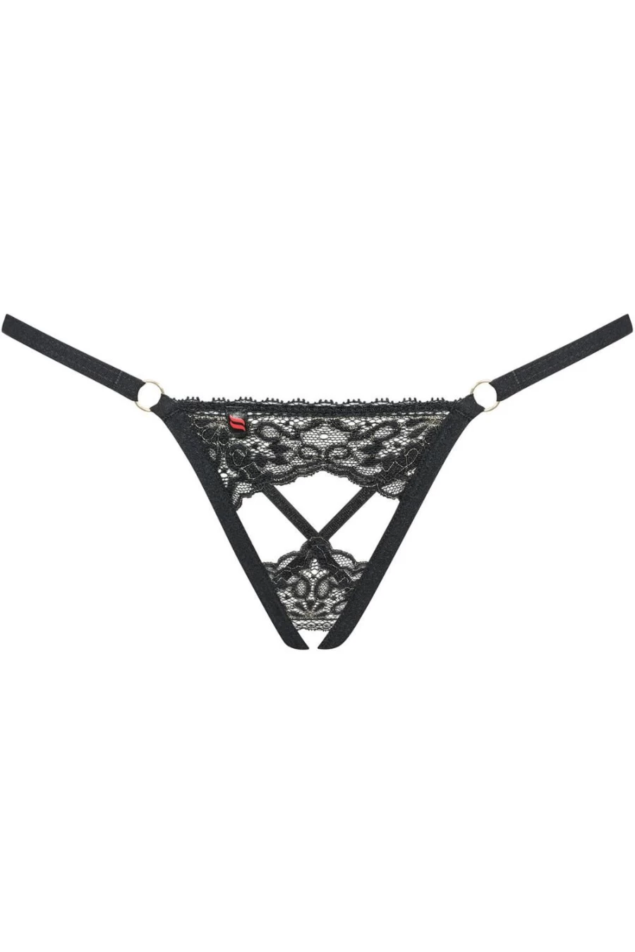 Obsessive Black Mesh Crotchless Thong - Seductive Lingerie for Women
