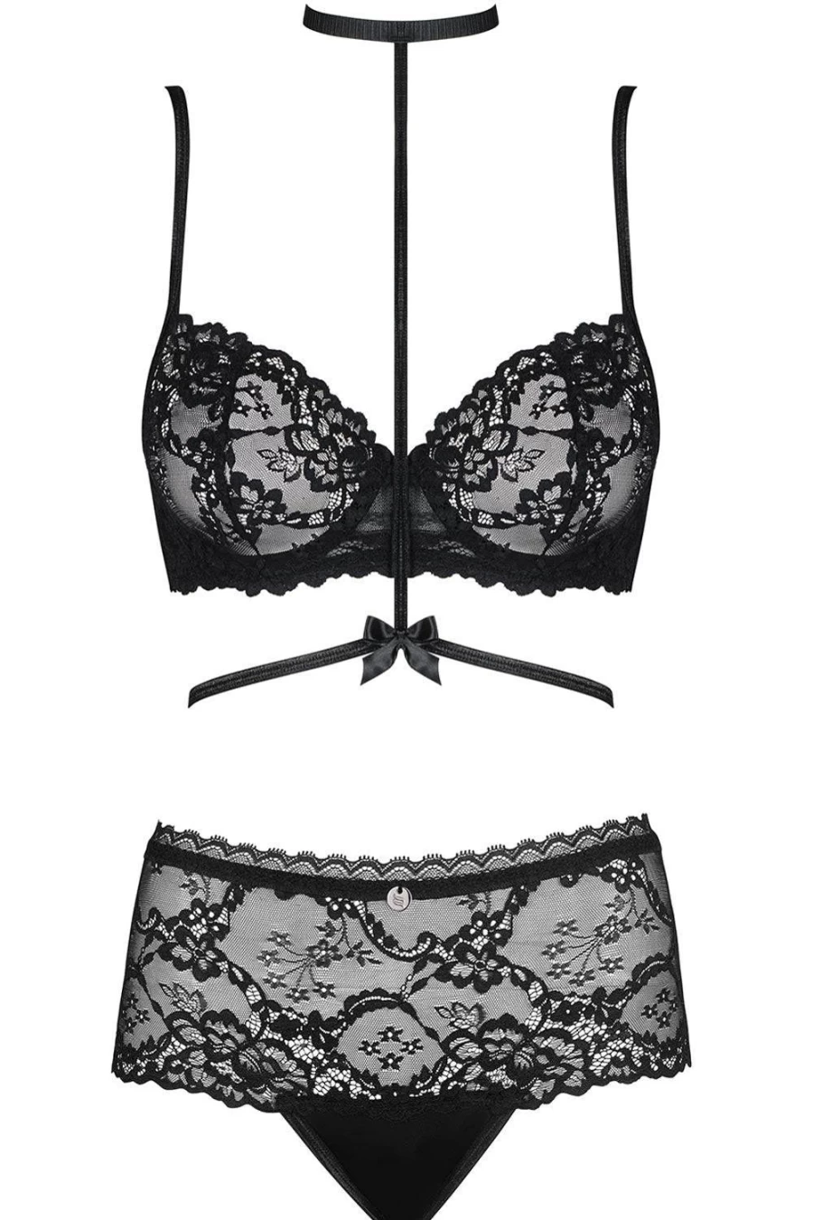 Obsessive Black Raquelia Lace Bra and Shorty Set - Women's Sexy Lingerie