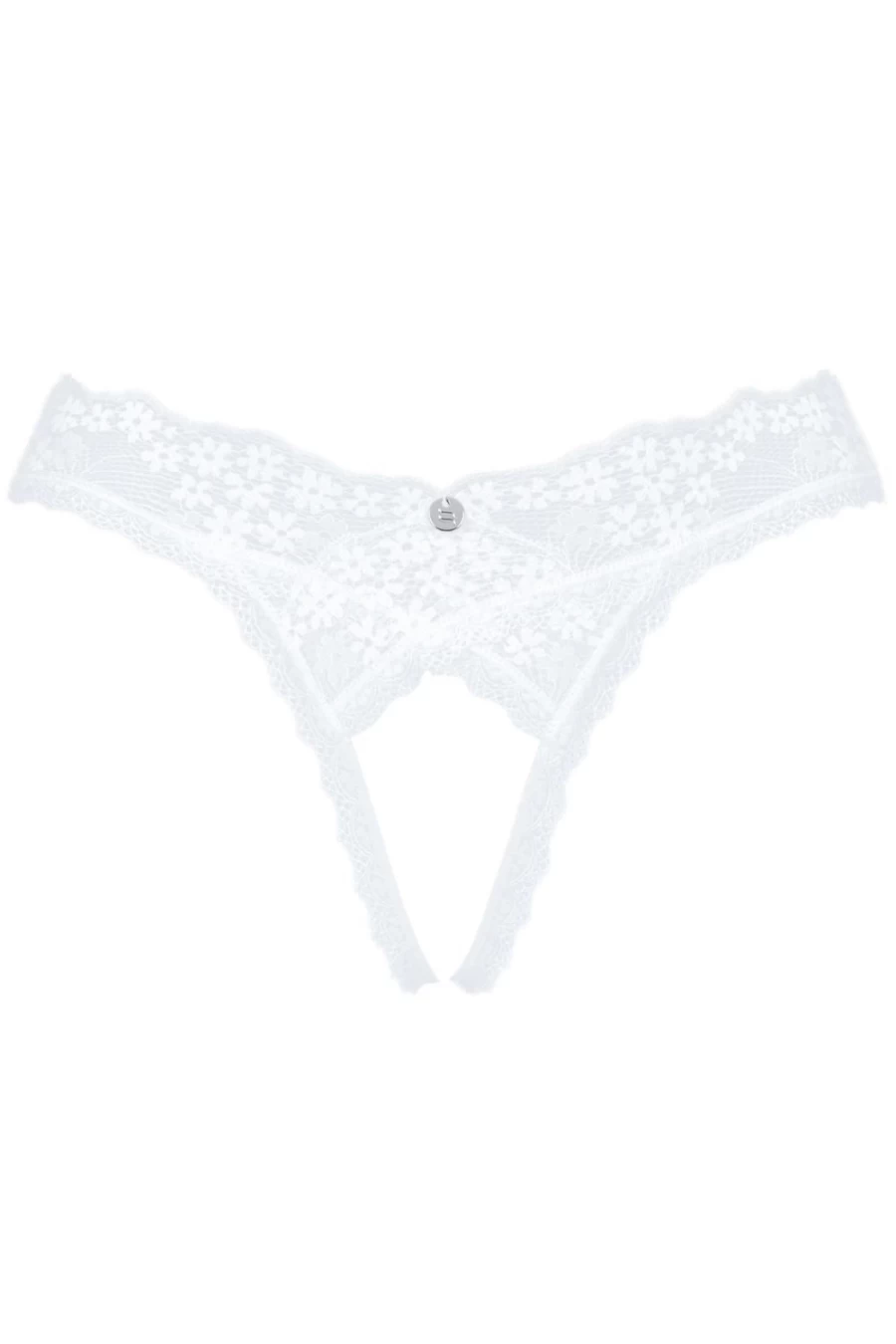Obsessive White Crotchless Thong Lingerie - Heavenly Sensual Design